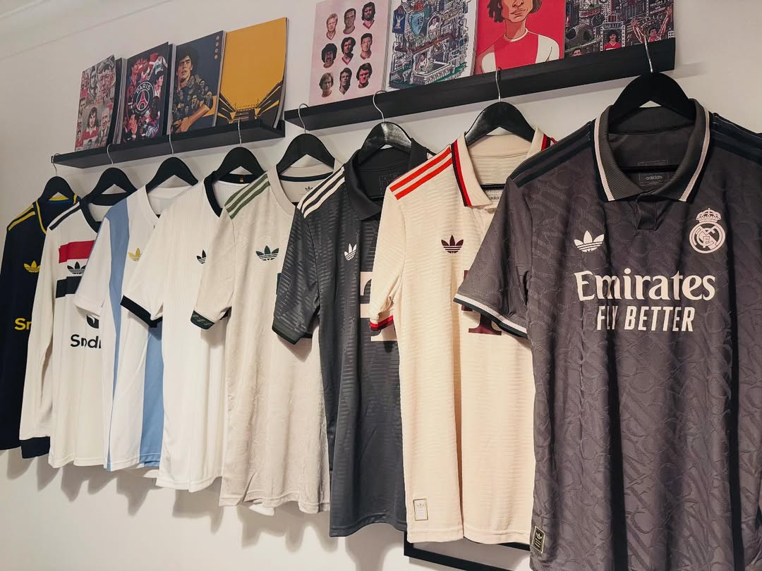 Jerseys on wall